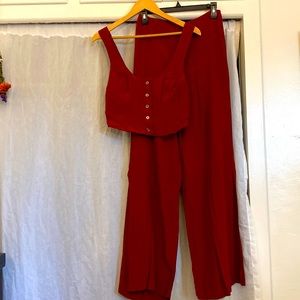 Free People red two piece ensemble